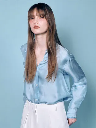 Soft Silk Shirts Women In Blue