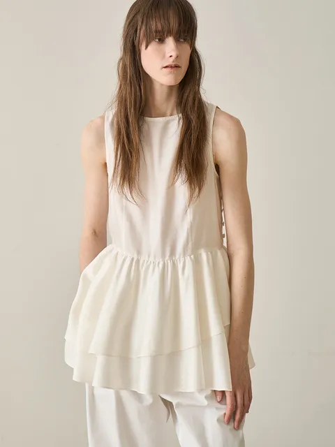 Ruffle Dress-Type Blouse _ Ivory