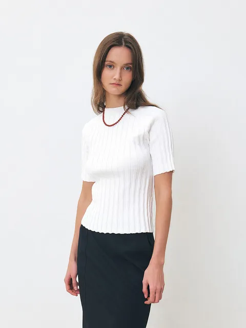 TFS WHOLEGARMENT RIBBED KNIT TOP_3COLORS