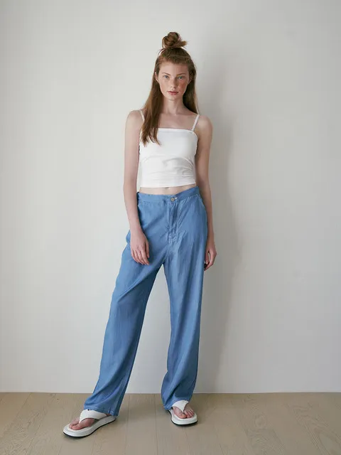 tencel denim pants light blue