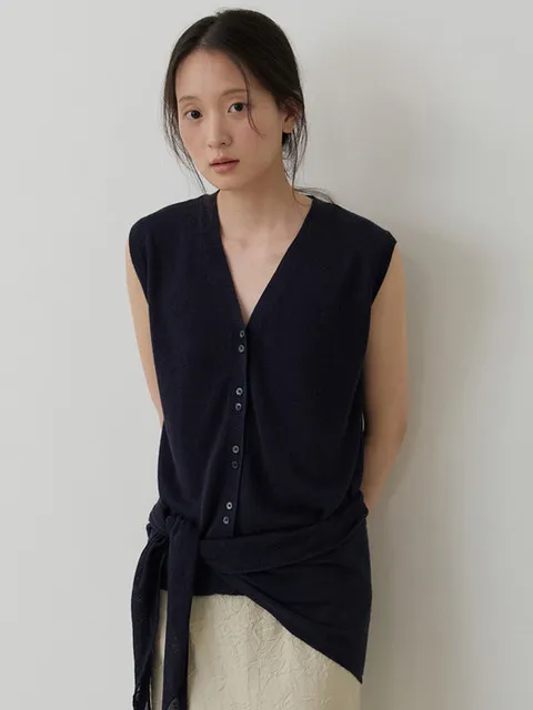 ELLA SCARF KNIT VEST_NAVY