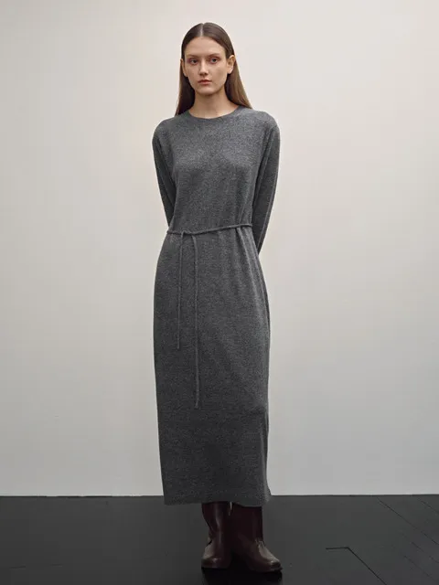 Wool Knit Long Dress_Gray