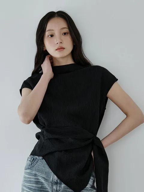 Wrap-tie blouse_Black