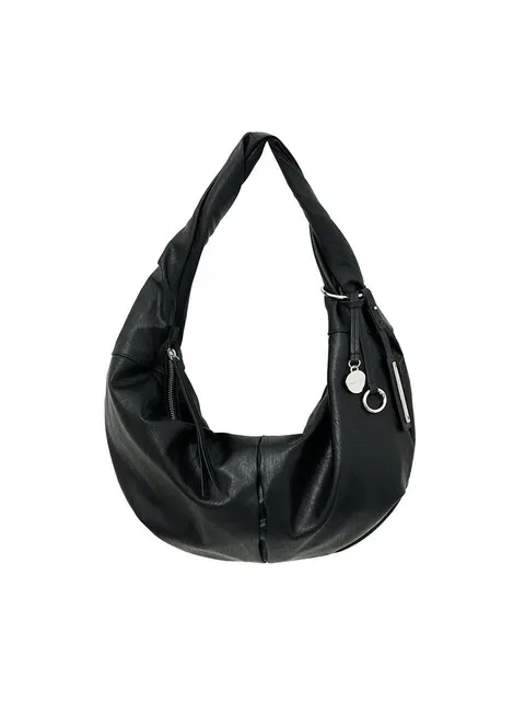 TWIST HANDLE SMALL HOBO BAG IN BLACK