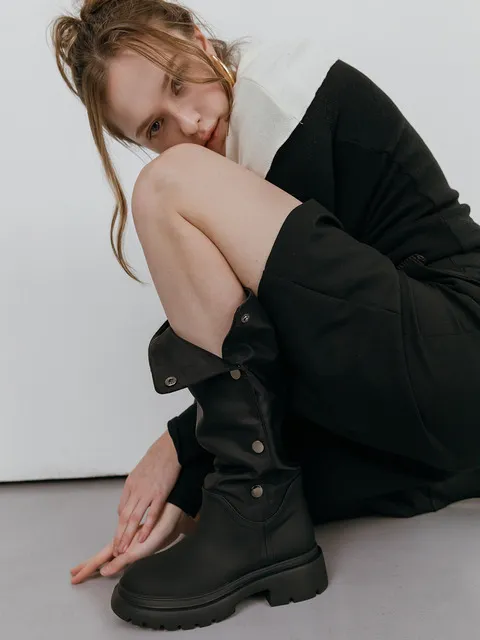 me1017 handmade rain-boots 핸드메이드 2way 돗트 버튼오픈 레인부츠