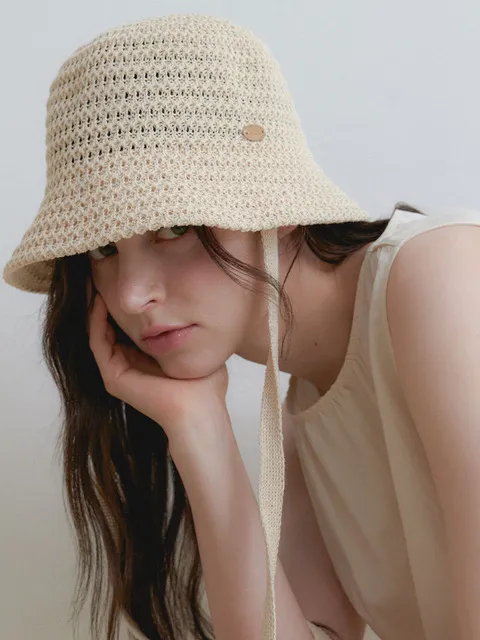 string mesh bucket hat (C077_ivory)