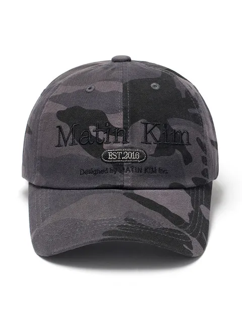 CAMOUFLAGE LOGO BALL CAP IN CHARCOAL