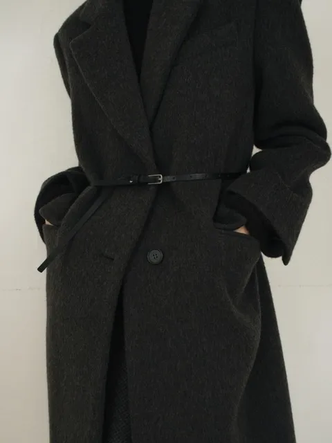 VEGAN LEATHER SKINNY BELT BLACK