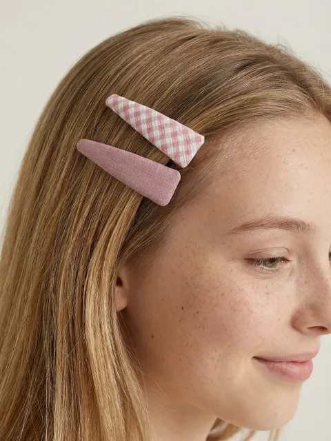 Gingham Check Hair Pin Set