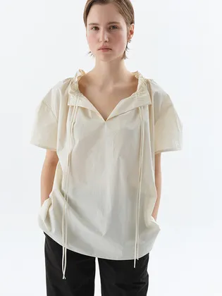 DRAWSTRING SHIRRING BLOUSE
