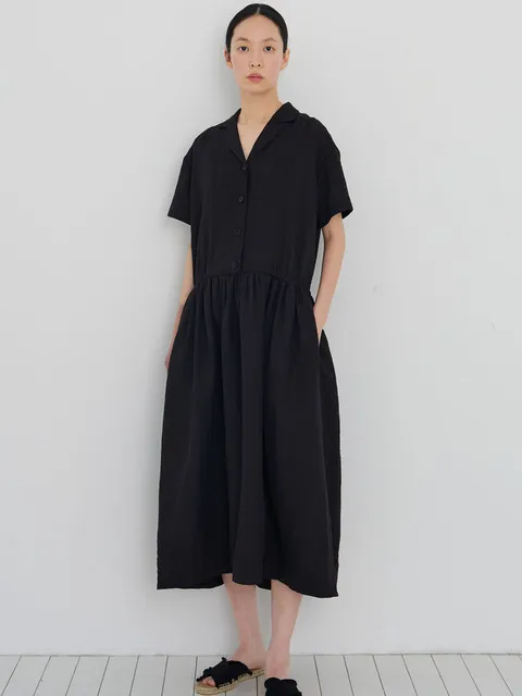 Airy shirring dress black(55사이즈 바로발송,66사이즈 7/8발송)