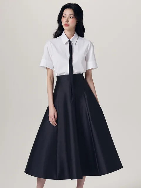 FLEUR LIGHT COUTURE FLARE SKIRT - black
