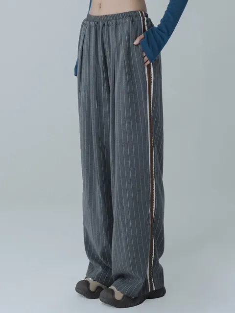 STRIPE EDGELINE WIDE PANTS_GRAY