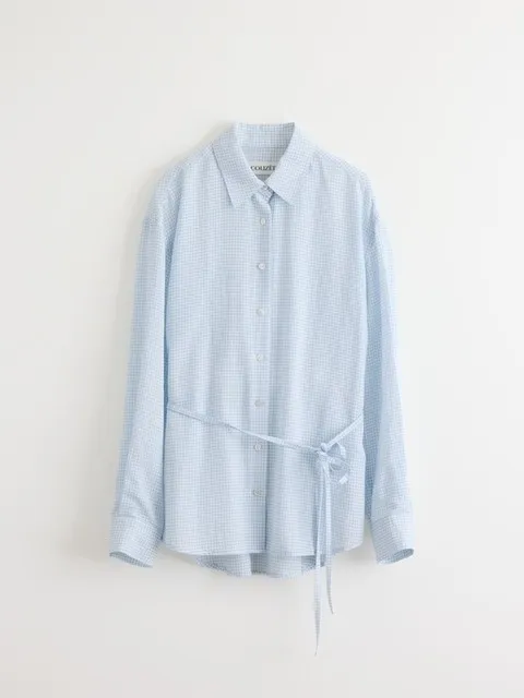 26SS Dami Tencel Vichy Tying Shirt_Airy Blue