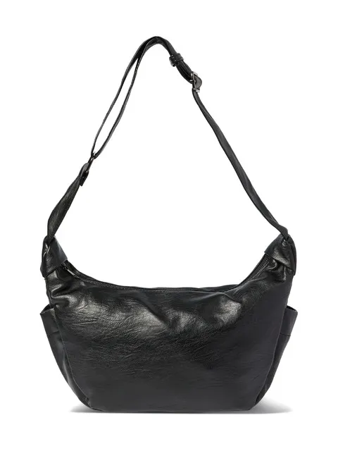 Faux Leather Hobo Crossbody Bag (3colors)