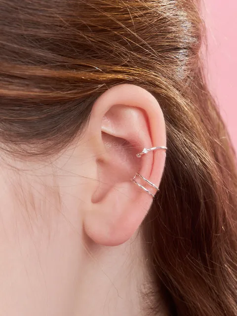 line pearl cubic earcuff set