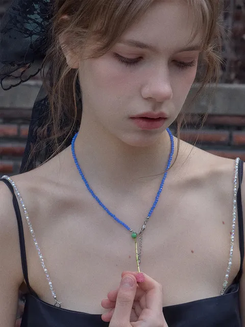 Blue rose Beads Necklace