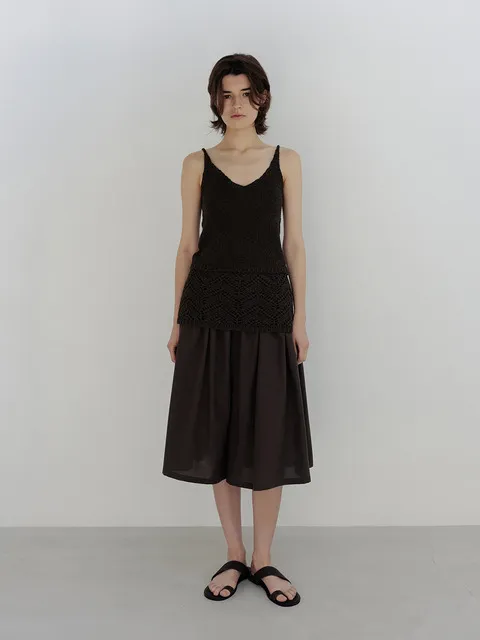 layered knit belt (soil brown)