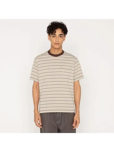 26SS 단톤 숏 슬리브 포켓 스트라이프 반팔 티셔츠 DTC0198TCB BEIGE X BROWN MULTI DOM