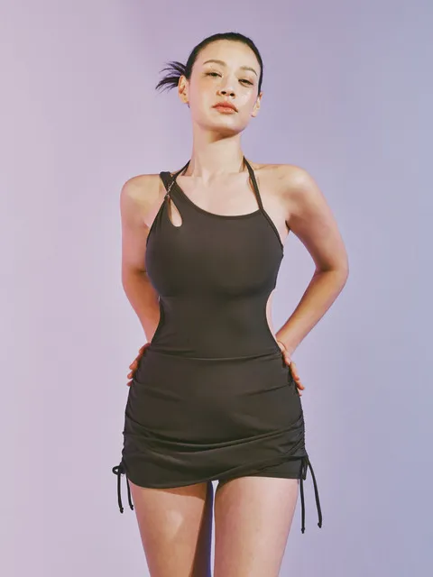 컷 아웃 모노키니 브라운