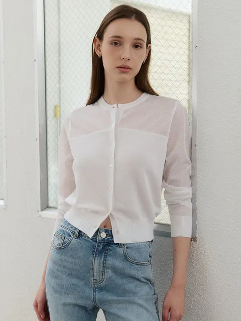See-through Knit Cardigan_3color