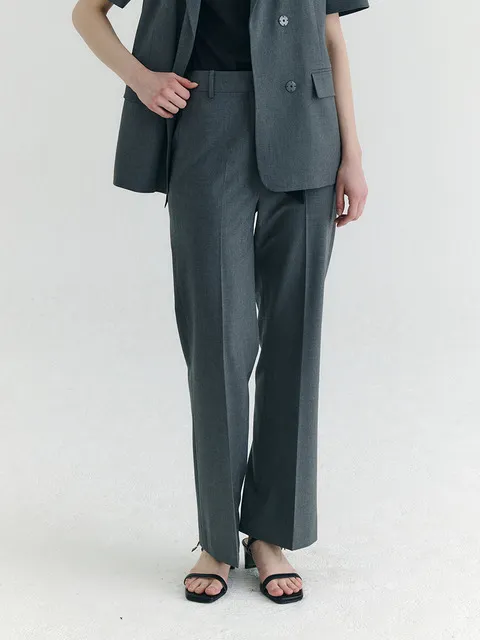 Summer Wool High-rise Semi-Wide Trousers_2color