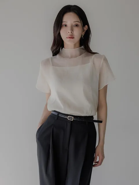 로얄 링클 블라우스_Cream