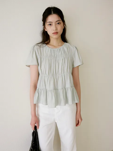 Wrinkle Shirring Blouse (3color)