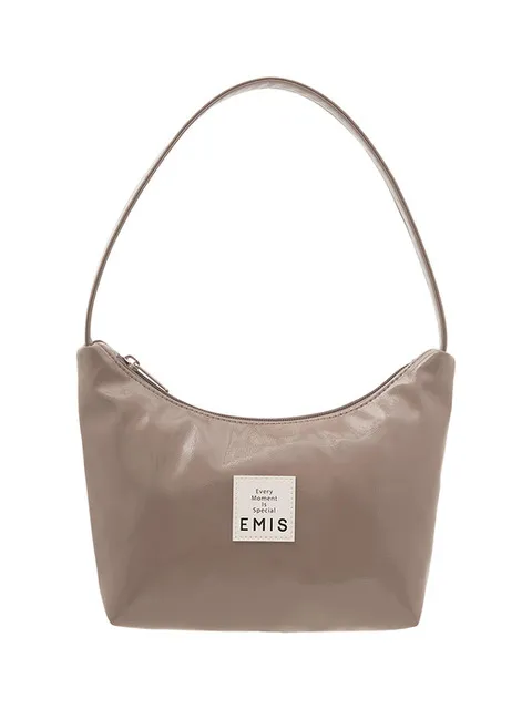 NEW ENAMEL HOBO BAG-GRAY BEIGE