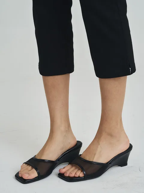 Veil 메쉬 썸머 웨지 샌들 5cm (블랙)