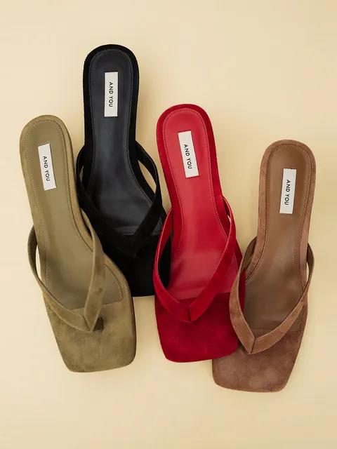 스웨이드 키튼힐 쪼리 (Red/Camel/Olive green/Black)_2GSUAS01
