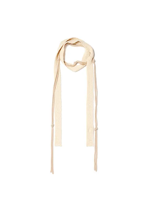 STRING LAYERED TWO WAY MUFFLER IN BEIGE