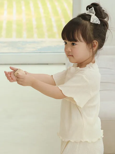 여름의 청순한 - 여름 유아 반팔 프릴 티