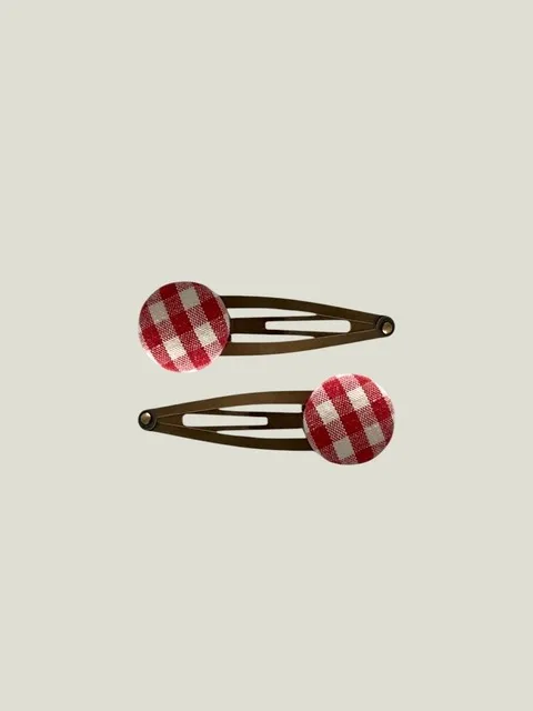 Gingham Check Hairpin - Red SET