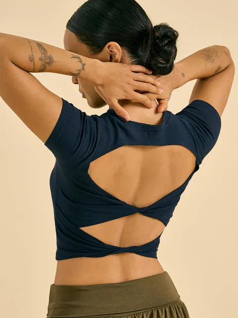 Tween Twist Crop Top (Deep sea)
