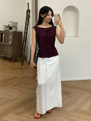 Wrap Layered Long Skirt SW6MS749_2color