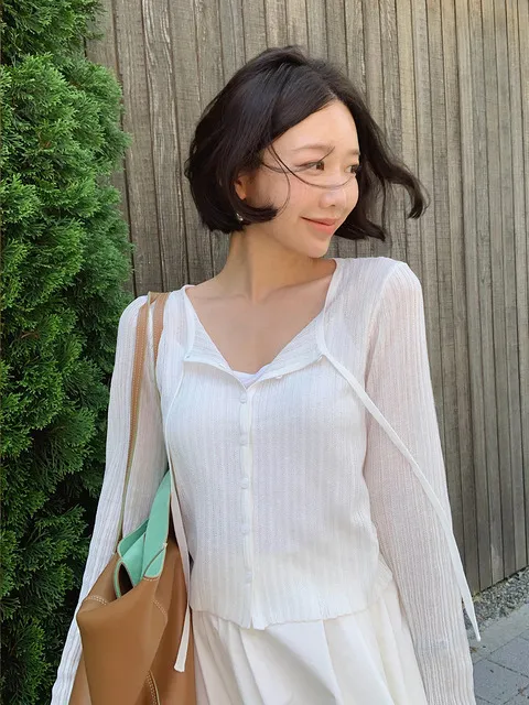 Loana strap knit cardigan (white)