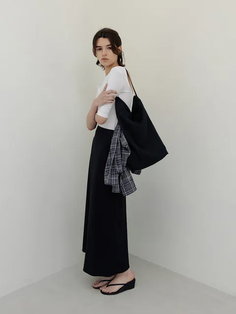 twill maxi skirt (navy)