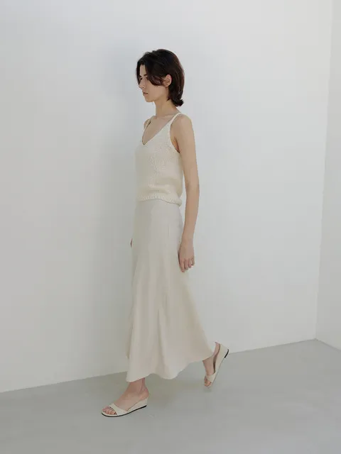 twill maxi skirt (beige)