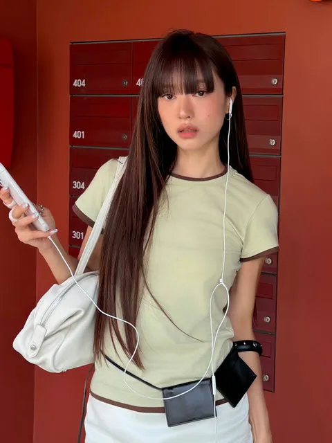컬러 레이어드 하프 티 더스티그린 OU1906