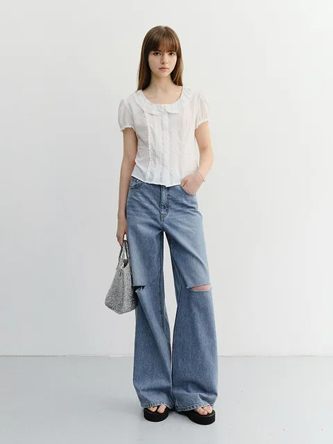 FRILL COLLARED BLOUSE WHITE_UDBL6B223WT