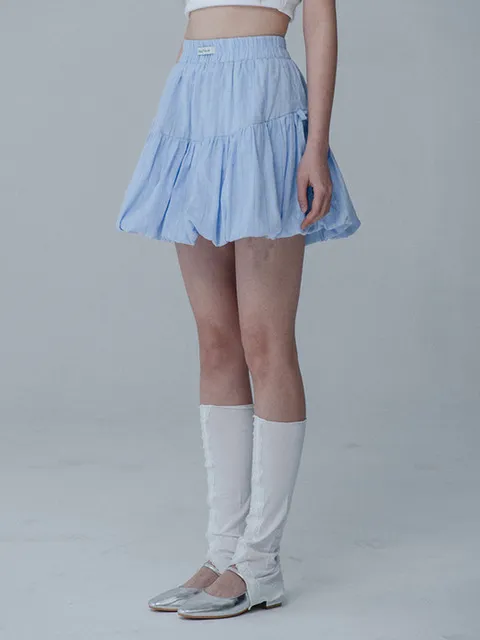 BALLOON RIBBON BANDING SKIRT PANTS_SKY BLUE