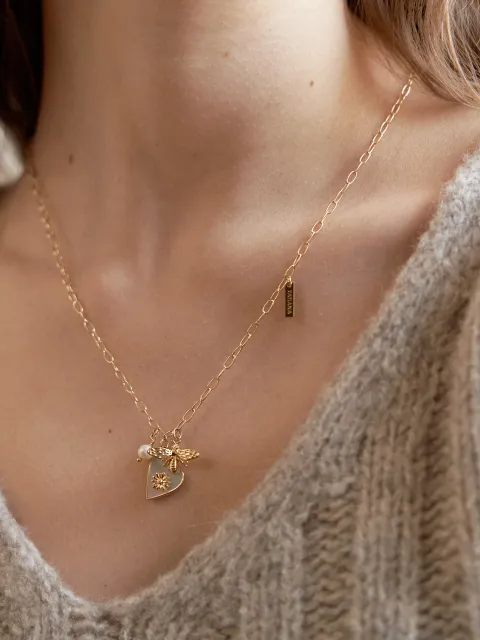 Nacre Flower Heart Necklace_NZ1139 (2colors)