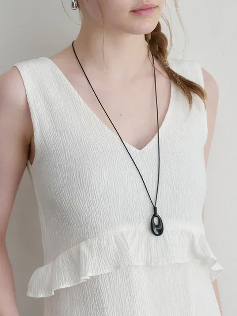 oval drop necklace (N056_black)