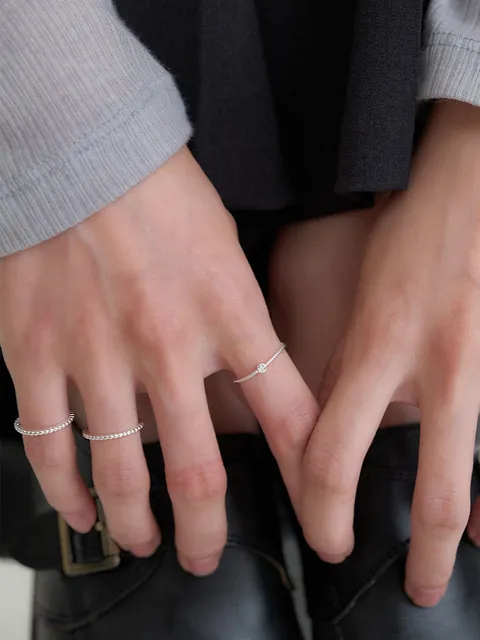 mini dewy ring_cubic set (2PCS) JR002