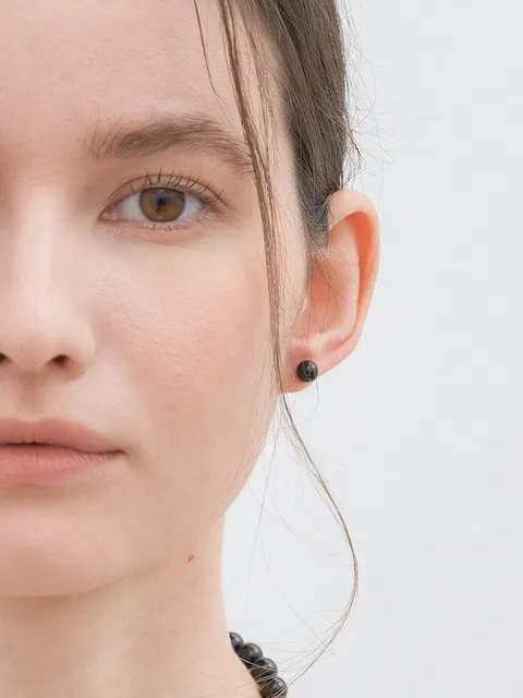 simple onyx black earrings (E022_6mm)