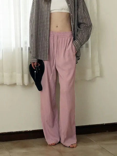 Summer Wide Banding Pants_PINK
