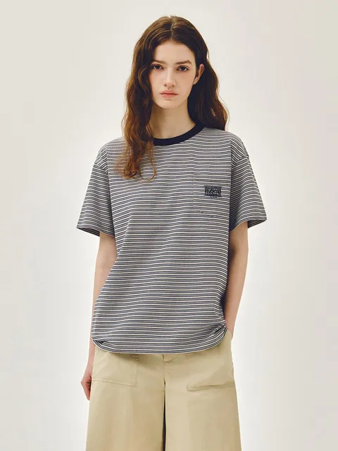 SMALL CLASSIC LOGO STRIPE RINGER TEE navy