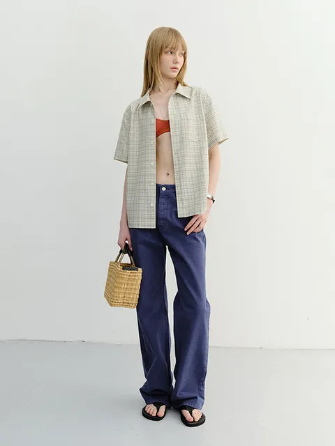 UNISEX CHECKED PAJAMA SHIRT OLIVE CHECK_UDSH6B133K1