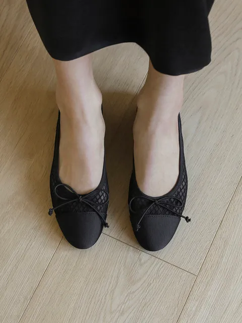 베네사 메쉬 리본 플랫슈즈 (1cm)